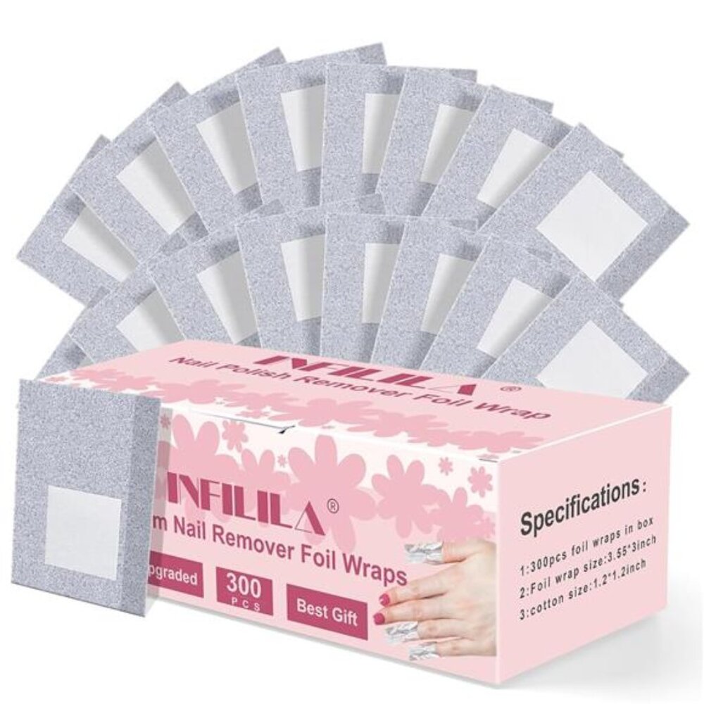 Nail Foil - 300PCS Foil Nail Wraps Gel Nail Polish Remover Foil